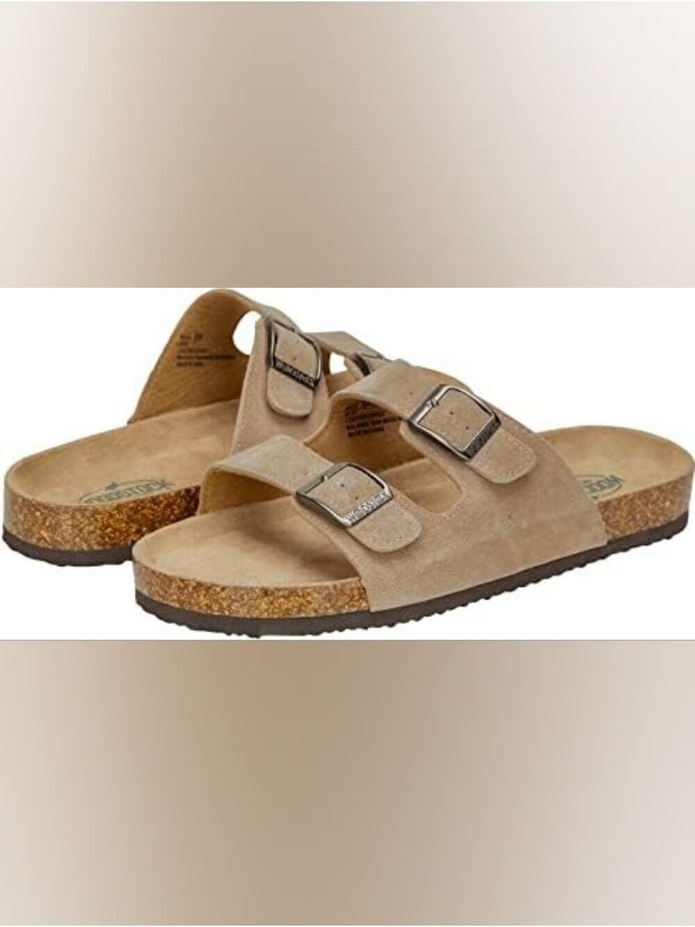 Woodstock Men's Vintage Brand NY Leather Cork Strap Sandals Tan size 11 NWOT - Picture 3 of 16